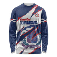 Custom Dominican Republic Football Long Sleeve Shirt Los Quisqueyanos Crack Style