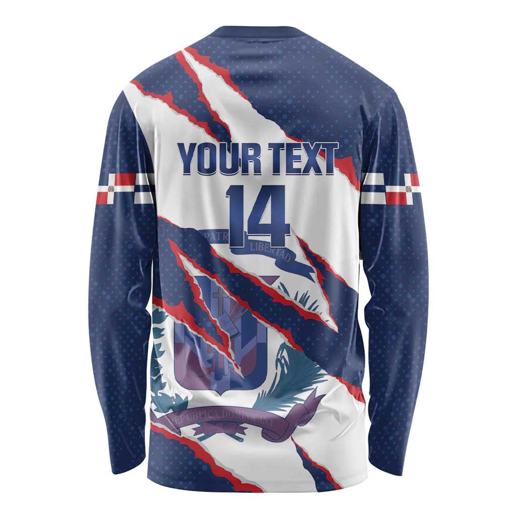 Custom Dominican Republic Football Long Sleeve Shirt Los Quisqueyanos Crack Style