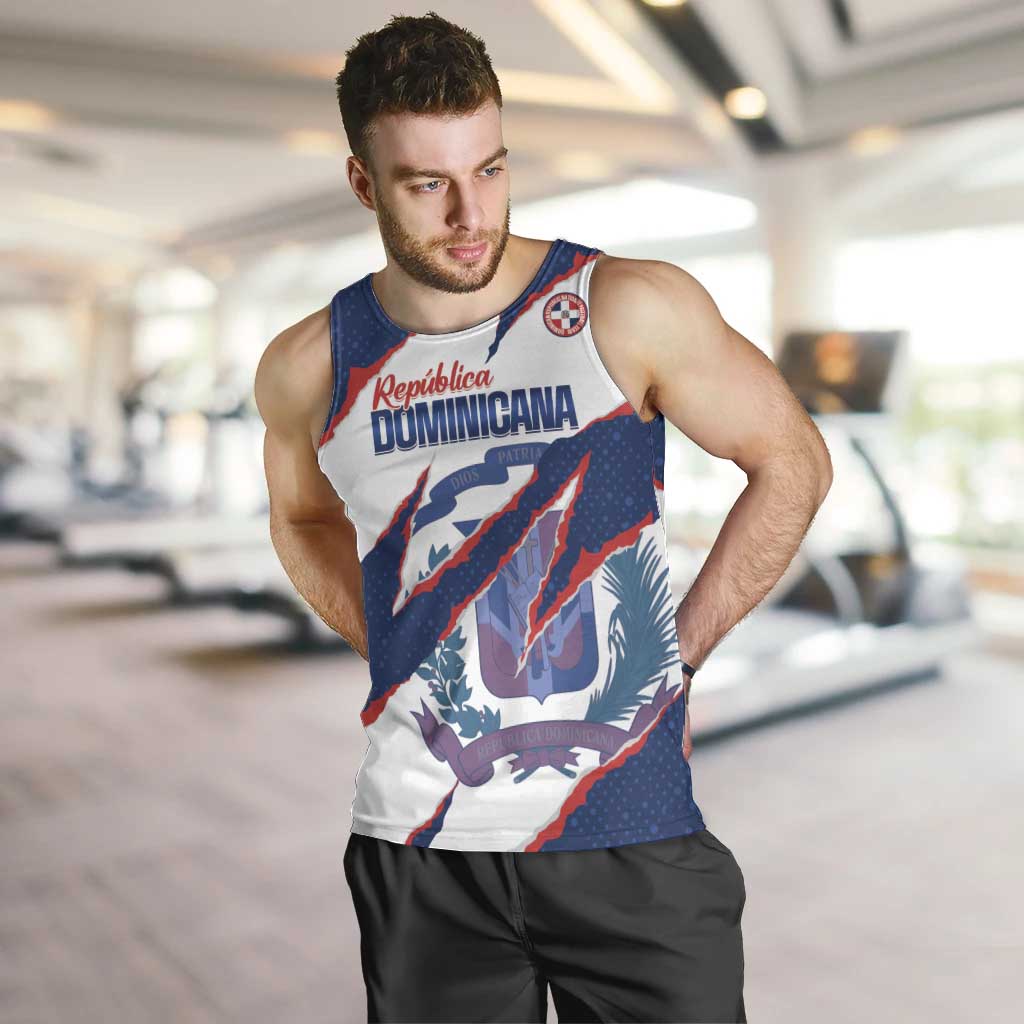 Custom Dominican Republic Football Men Tank Top Los Quisqueyanos Crack Style