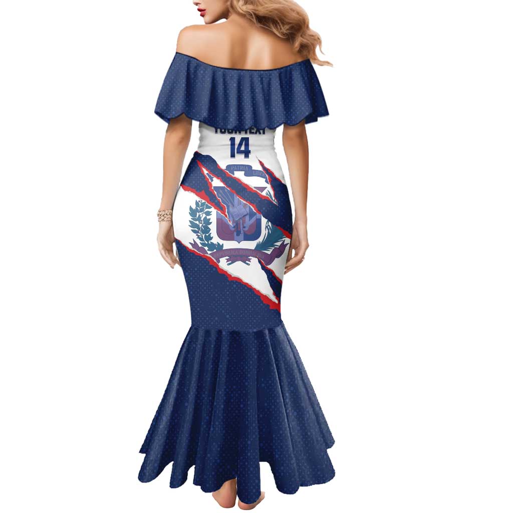 Custom Dominican Republic Football Mermaid Dress Los Quisqueyanos Crack Style