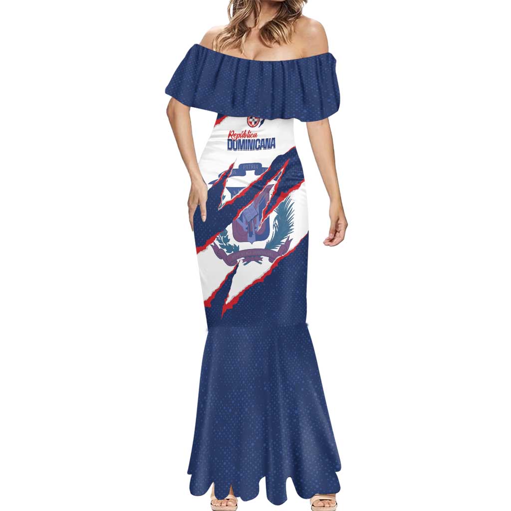 Custom Dominican Republic Football Mermaid Dress Los Quisqueyanos Crack Style