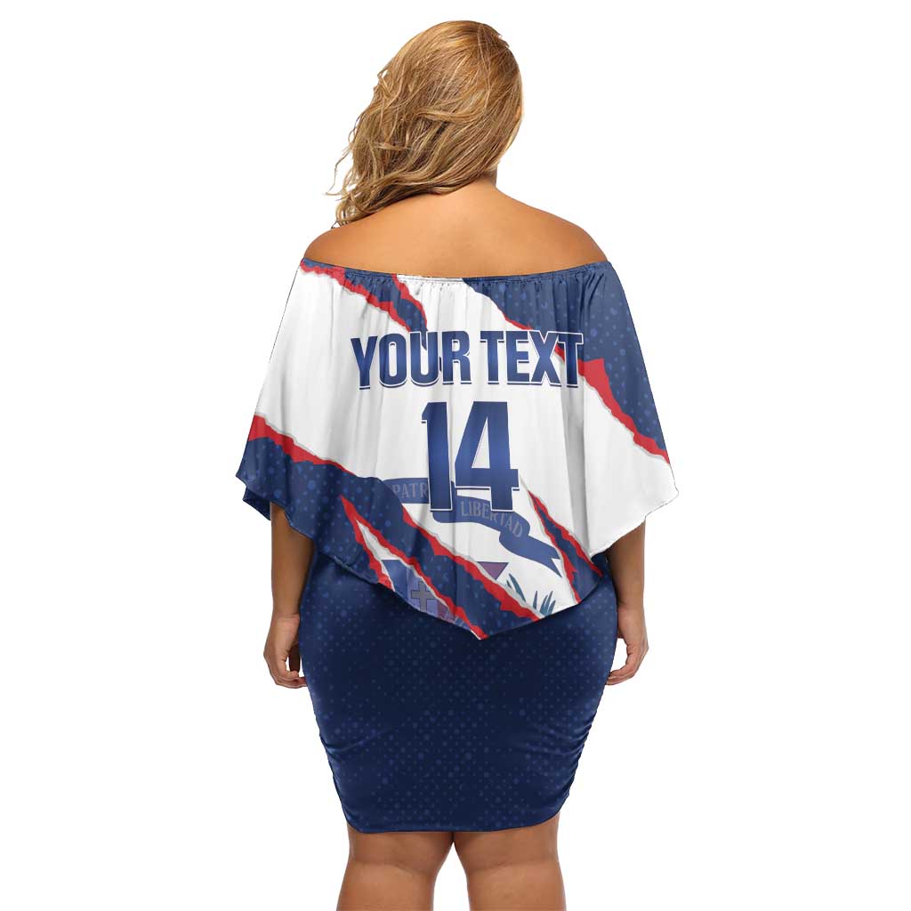 Custom Dominican Republic Football Off Shoulder Short Dress Los Quisqueyanos Crack Style