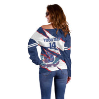 Custom Dominican Republic Football Off Shoulder Sweater Los Quisqueyanos Crack Style