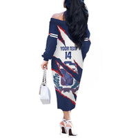 Custom Dominican Republic Football Off The Shoulder Long Sleeve Dress Los Quisqueyanos Crack Style