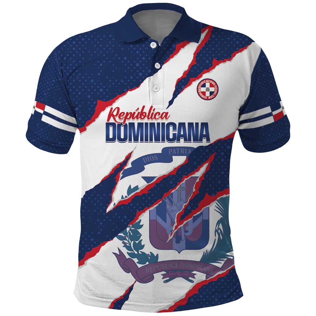 Custom Dominican Republic Football Polo Shirt Los Quisqueyanos Crack Style