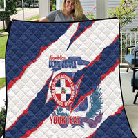 Custom Dominican Republic Football Quilt Los Quisqueyanos Crack Style