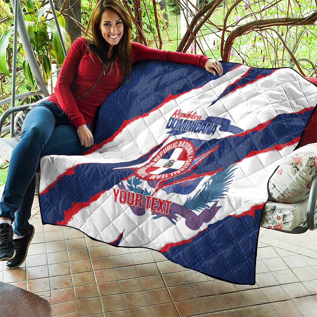 Custom Dominican Republic Football Quilt Los Quisqueyanos Crack Style