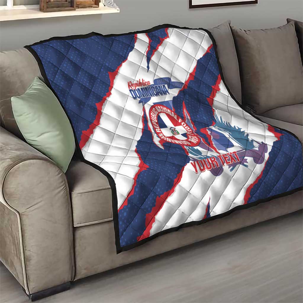 Custom Dominican Republic Football Quilt Los Quisqueyanos Crack Style
