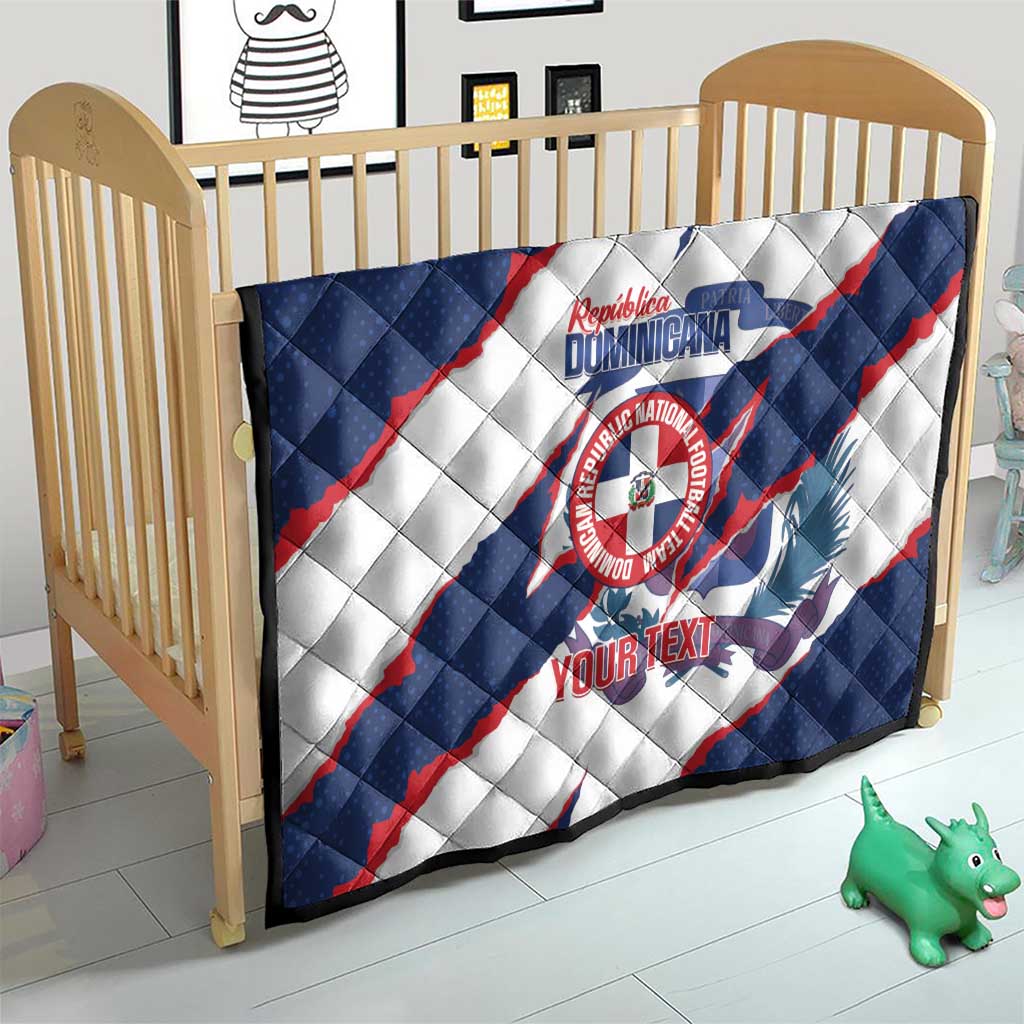Custom Dominican Republic Football Quilt Los Quisqueyanos Crack Style