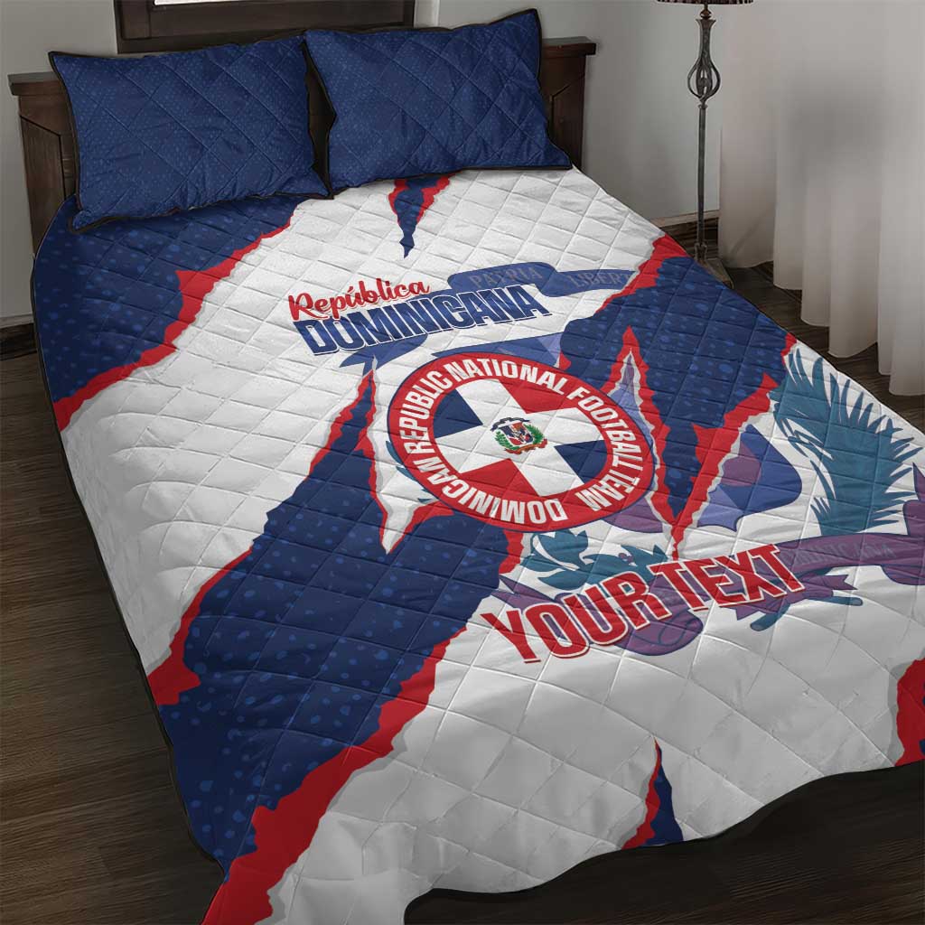 Custom Dominican Republic Football Quilt Bed Set Los Quisqueyanos Crack Style