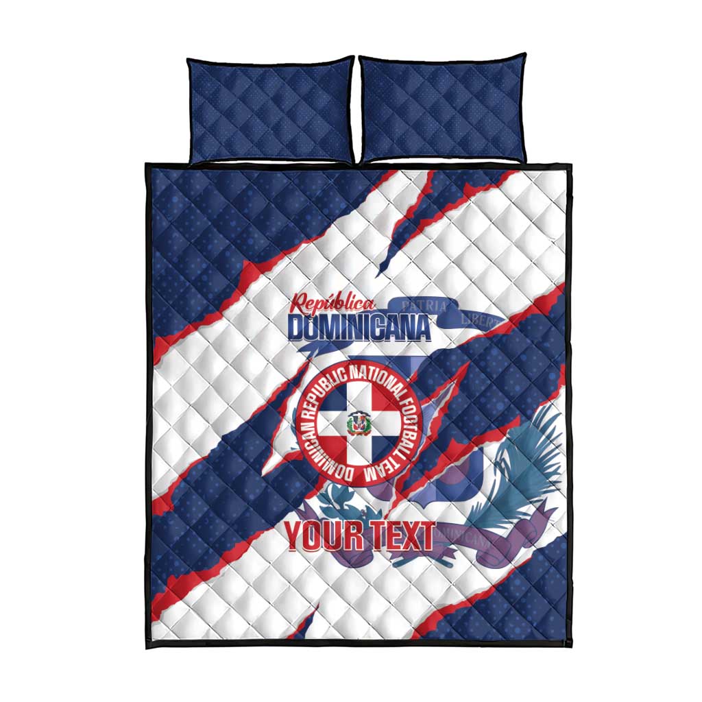Custom Dominican Republic Football Quilt Bed Set Los Quisqueyanos Crack Style