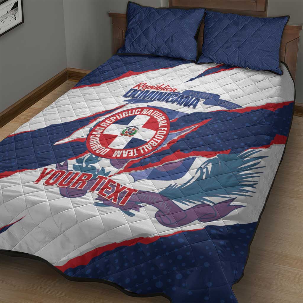 Custom Dominican Republic Football Quilt Bed Set Los Quisqueyanos Crack Style