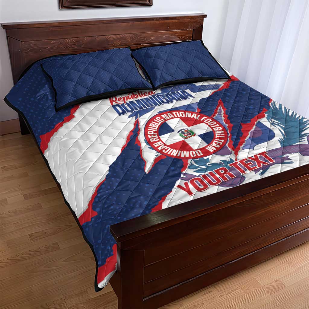 Custom Dominican Republic Football Quilt Bed Set Los Quisqueyanos Crack Style