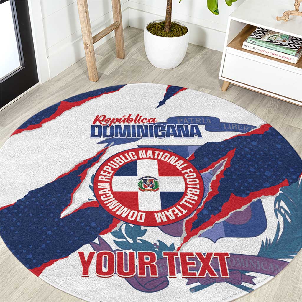 Custom Dominican Republic Football Round Carpet Los Quisqueyanos Crack Style
