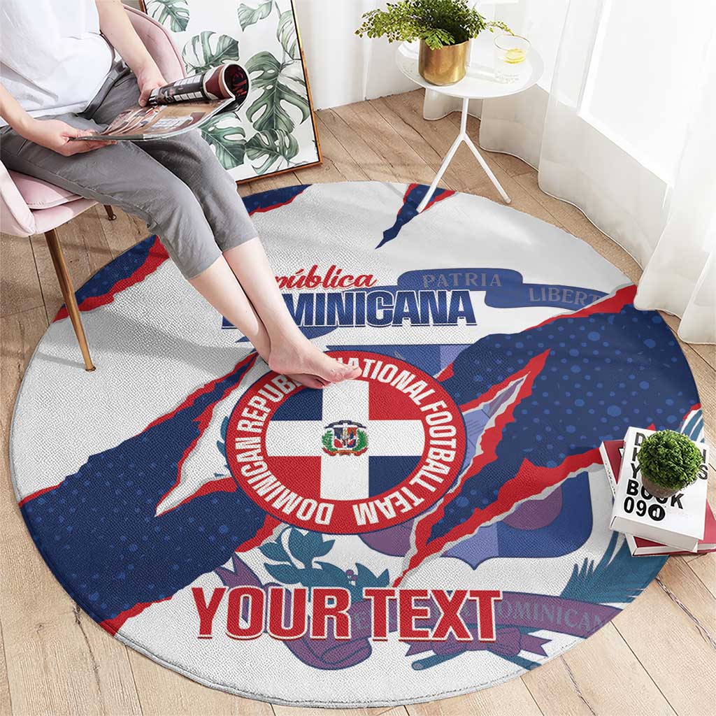 Custom Dominican Republic Football Round Carpet Los Quisqueyanos Crack Style