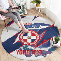 Custom Dominican Republic Football Round Carpet Los Quisqueyanos Crack Style