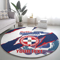 Custom Dominican Republic Football Round Carpet Los Quisqueyanos Crack Style