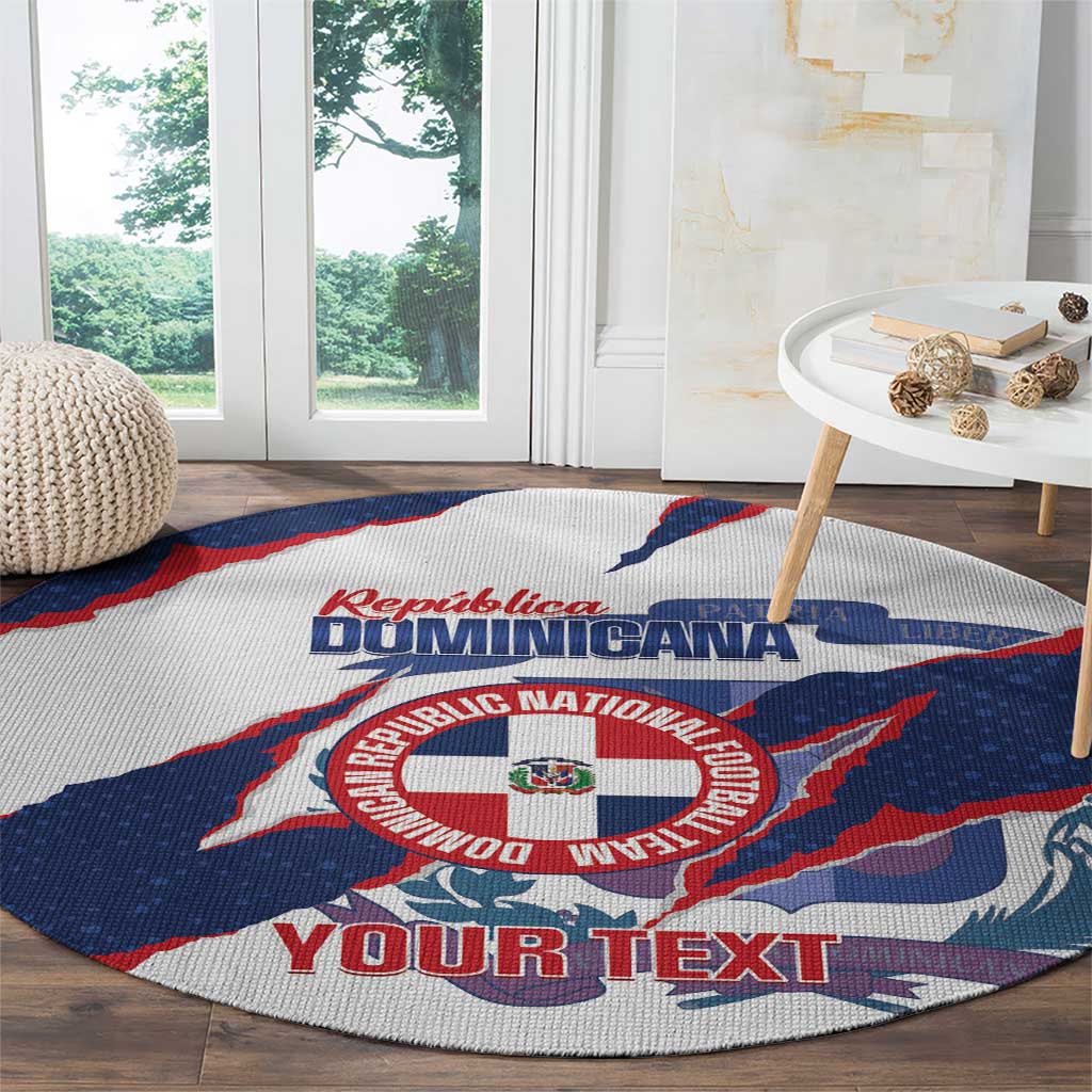 Custom Dominican Republic Football Round Carpet Los Quisqueyanos Crack Style