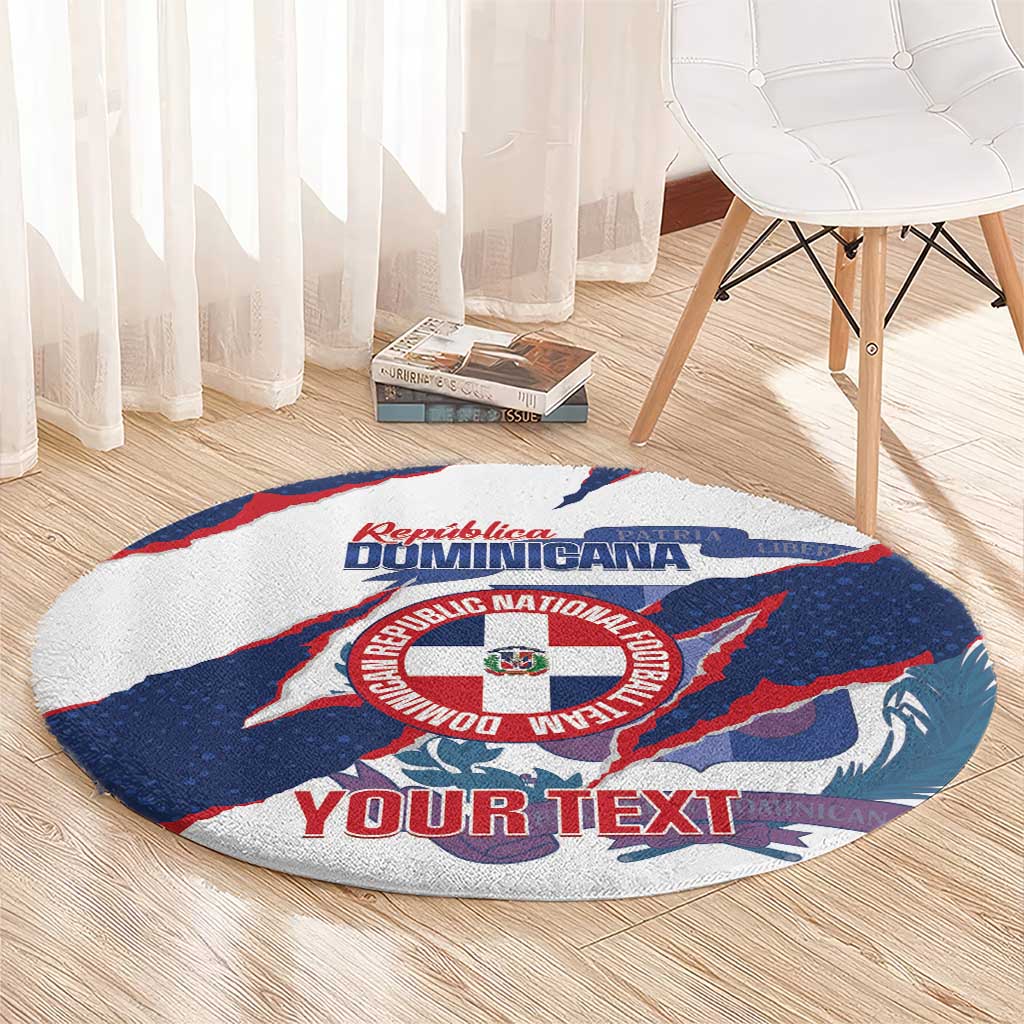 Custom Dominican Republic Football Round Carpet Los Quisqueyanos Crack Style