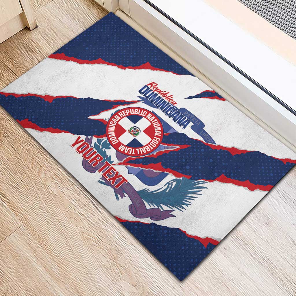 Custom Dominican Republic Football Rubber Doormat Los Quisqueyanos Crack Style
