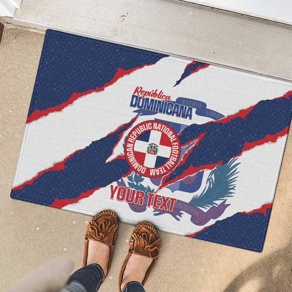 Custom Dominican Republic Football Rubber Doormat Los Quisqueyanos Crack Style