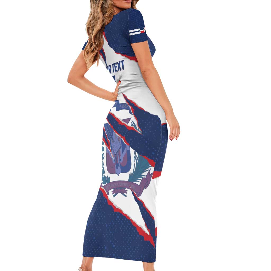 Custom Dominican Republic Football Short Sleeve Bodycon Dress Los Quisqueyanos Crack Style
