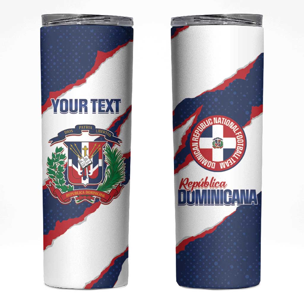 Custom Dominican Republic Football Skinny Tumbler Los Quisqueyanos Crack Style