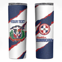 Custom Dominican Republic Football Skinny Tumbler Los Quisqueyanos Crack Style