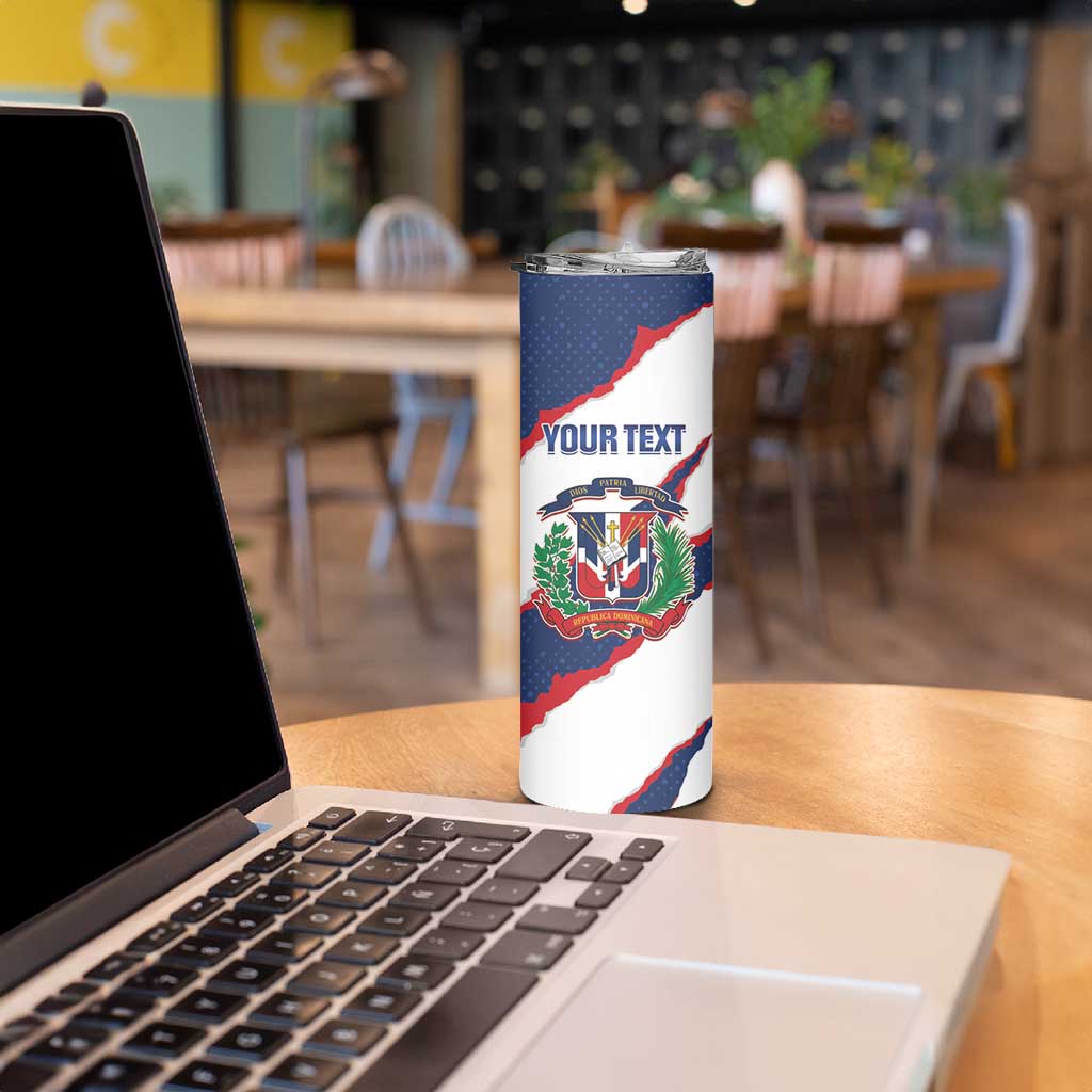 Custom Dominican Republic Football Skinny Tumbler Los Quisqueyanos Crack Style