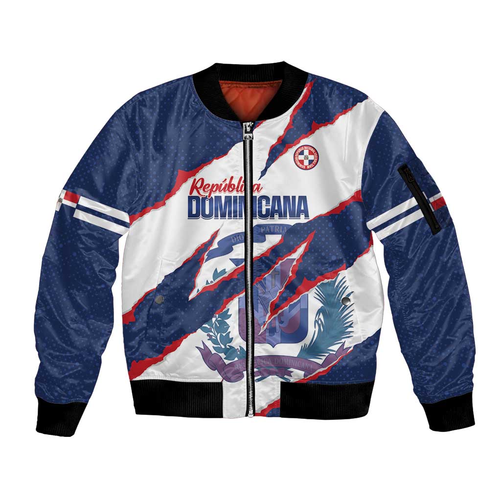 Custom Dominican Republic Football Sleeve Zip Bomber Jacket Los Quisqueyanos Crack Style