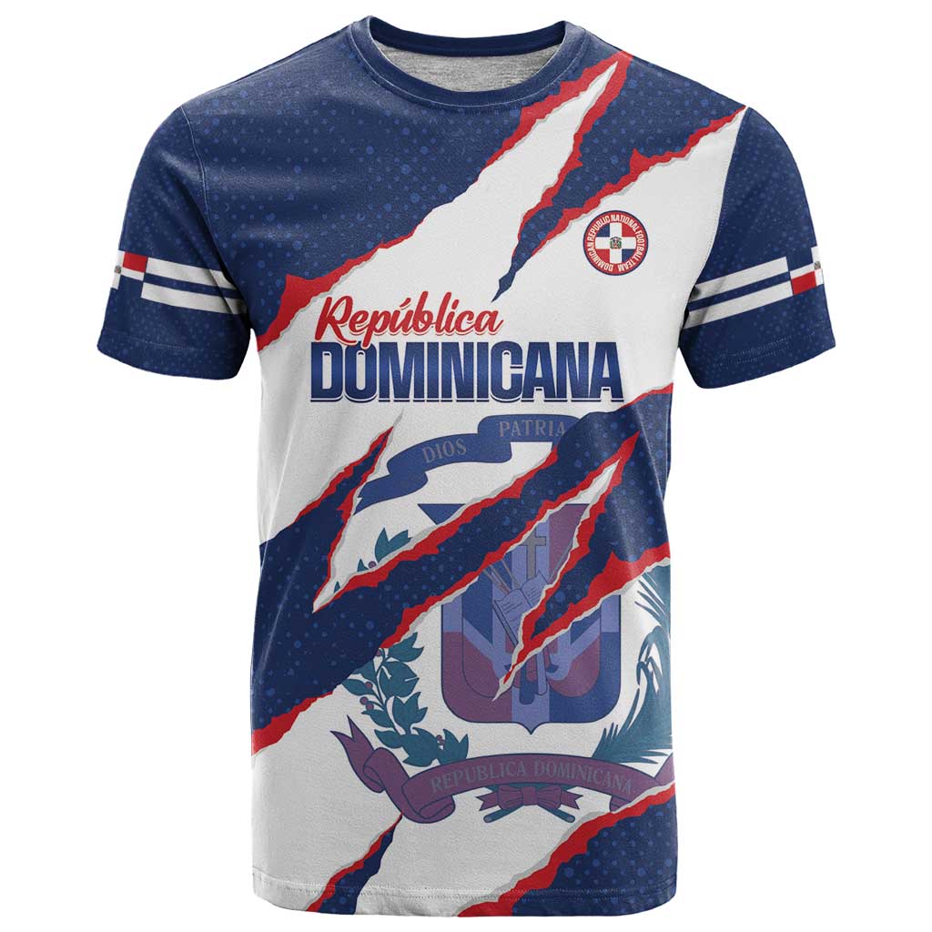 Custom Dominican Republic Football T Shirt Los Quisqueyanos Crack Style