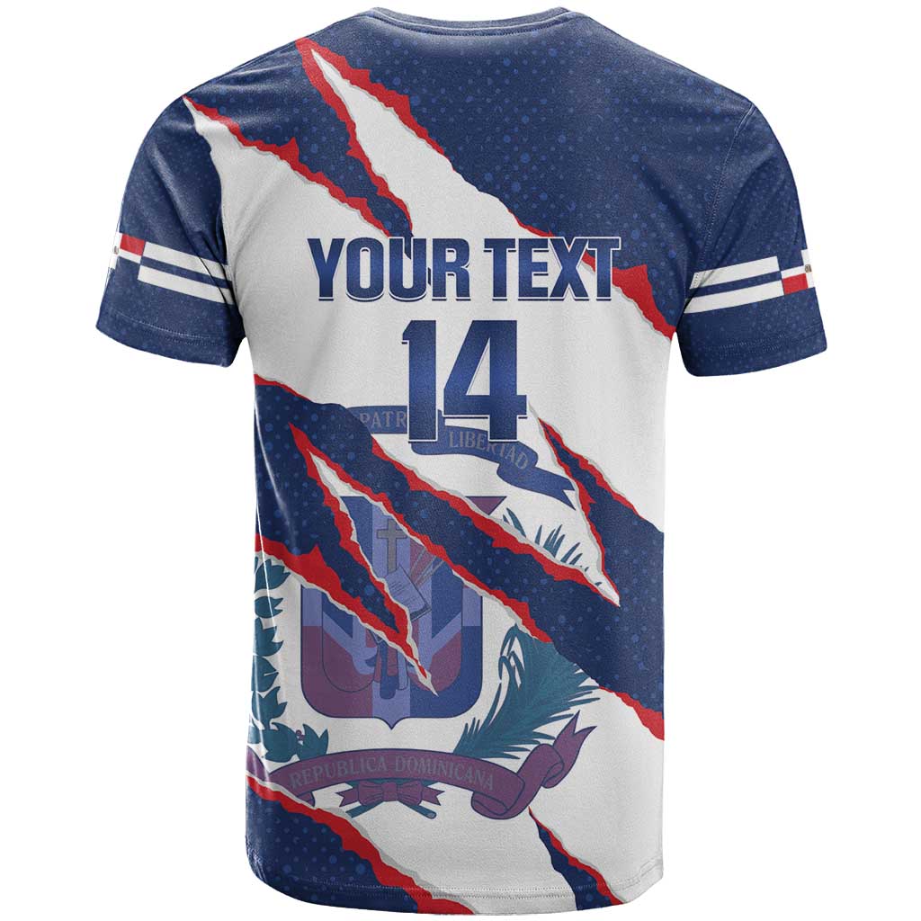 Custom Dominican Republic Football T Shirt Los Quisqueyanos Crack Style