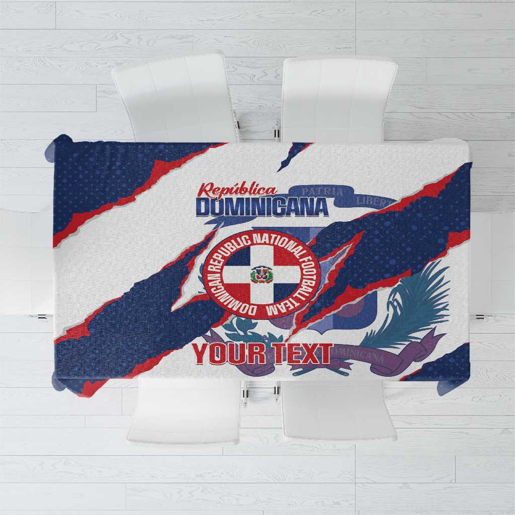 Custom Dominican Republic Football Tablecloth Los Quisqueyanos Crack Style