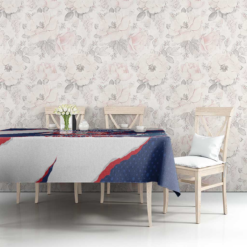 Custom Dominican Republic Football Tablecloth Los Quisqueyanos Crack Style