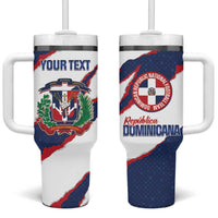 Custom Dominican Republic Football Tumbler With Handle Los Quisqueyanos Crack Style