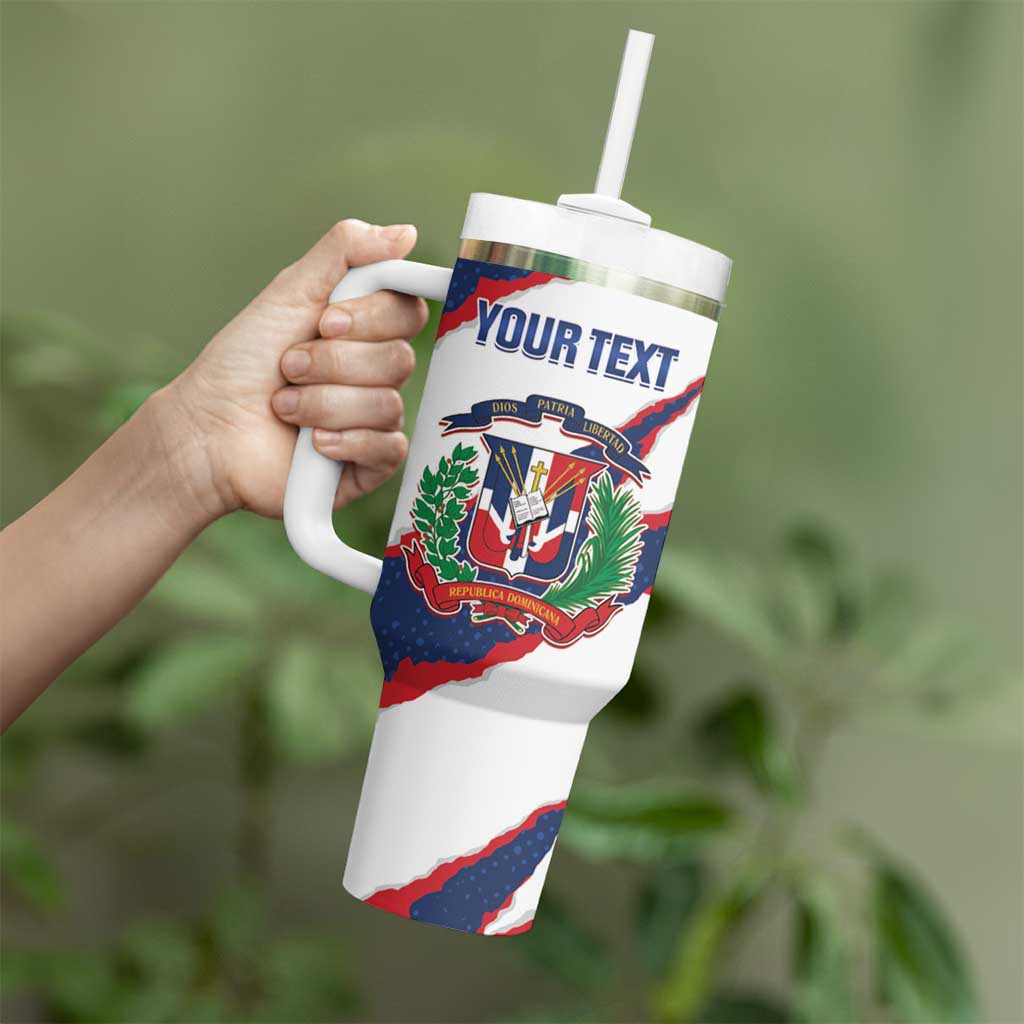 Custom Dominican Republic Football Tumbler With Handle Los Quisqueyanos Crack Style