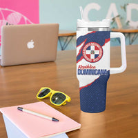 Custom Dominican Republic Football Tumbler With Handle Los Quisqueyanos Crack Style