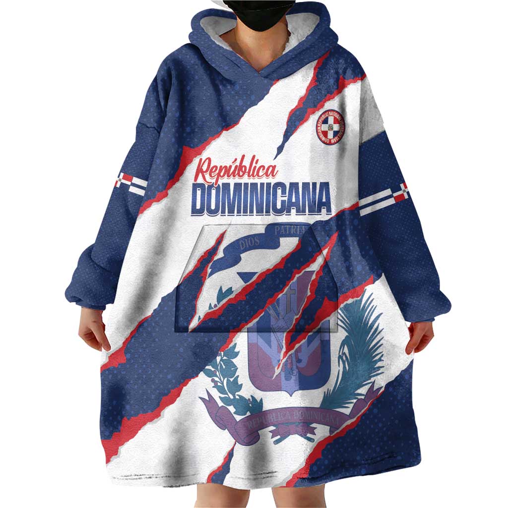 Custom Dominican Republic Football Wearable Blanket Hoodie Los Quisqueyanos Crack Style