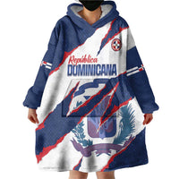 Custom Dominican Republic Football Wearable Blanket Hoodie Los Quisqueyanos Crack Style