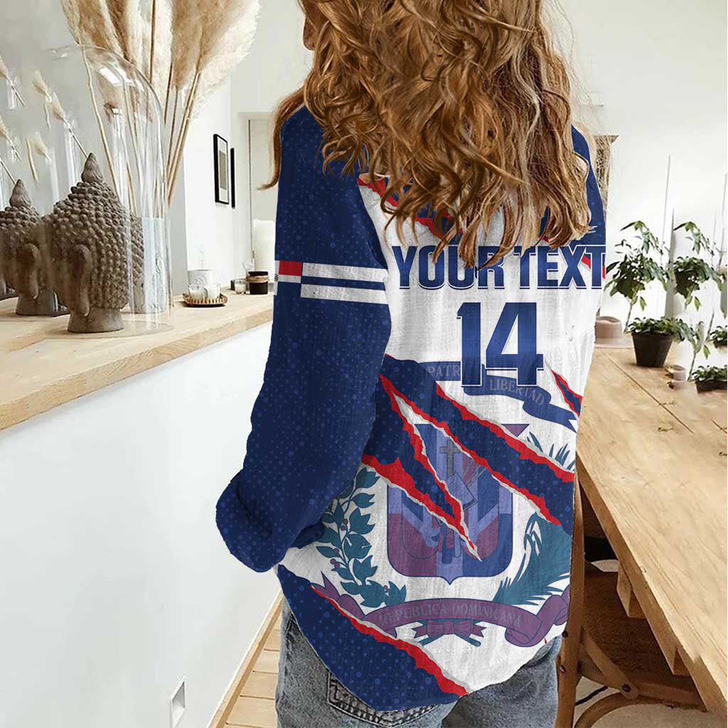 Custom Dominican Republic Football Women Casual Shirt Los Quisqueyanos Crack Style