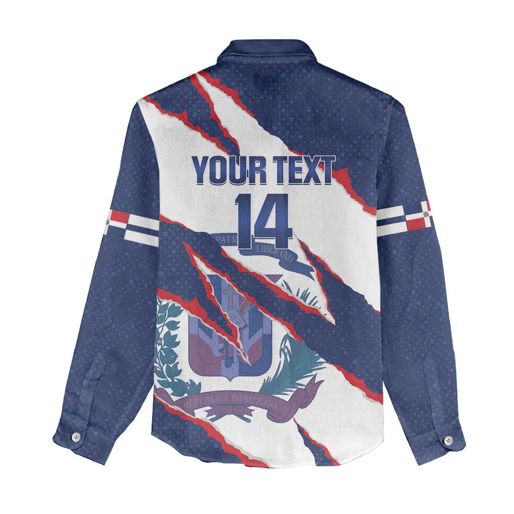 Custom Dominican Republic Football Women Casual Shirt Los Quisqueyanos Crack Style