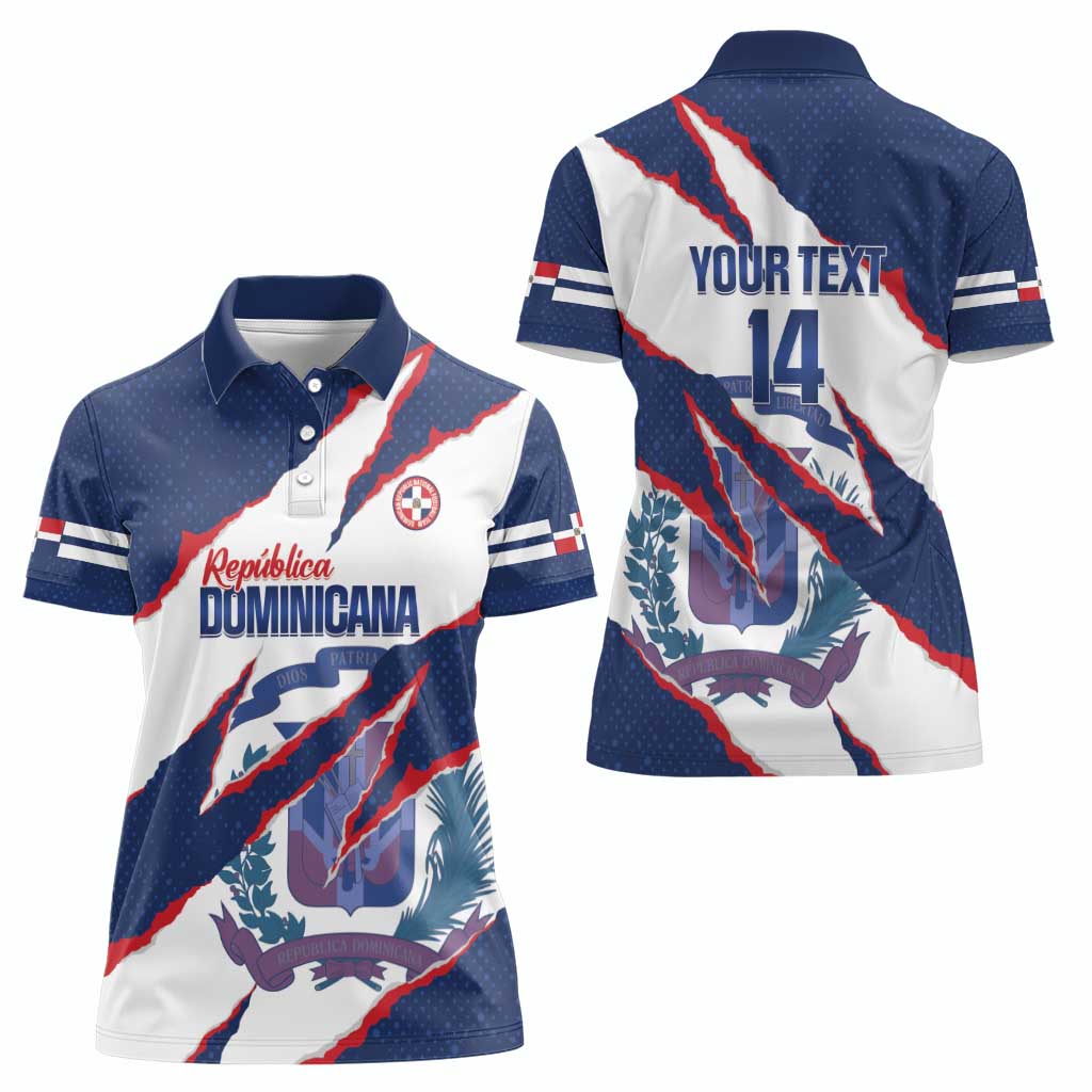 Custom Dominican Republic Football Women Polo Shirt Los Quisqueyanos Crack Style