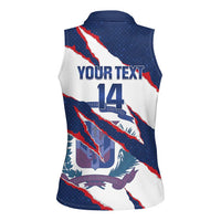 Custom Dominican Republic Football Women Sleeveless Polo Shirt Los Quisqueyanos Crack Style
