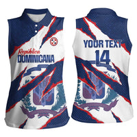 Custom Dominican Republic Football Women Sleeveless Polo Shirt Los Quisqueyanos Crack Style