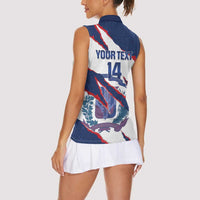 Custom Dominican Republic Football Women Sleeveless Polo Shirt Los Quisqueyanos Crack Style
