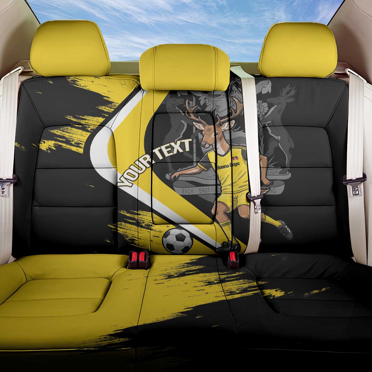 Custom Antigua and Barbuda Football Back Car Seat Cover Go Benna Boys Sporty Deer Mascot