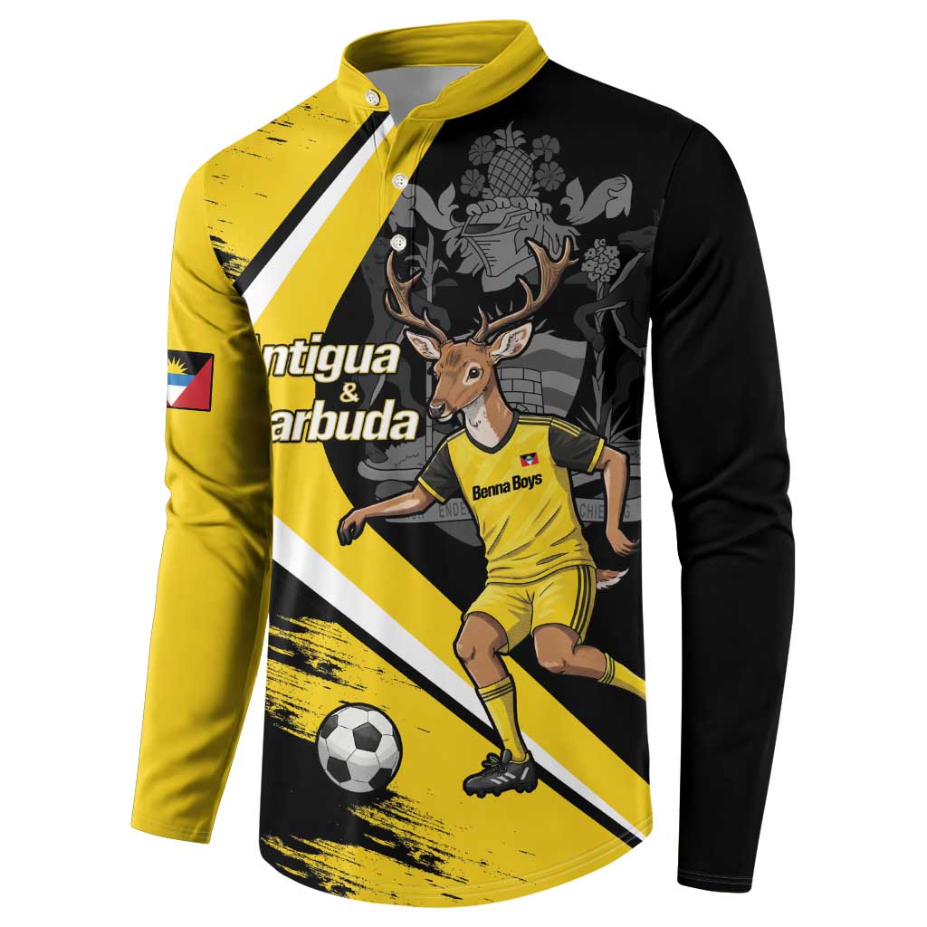 Custom Antigua and Barbuda Football Button Sweatshirt Go Benna Boys Sporty Deer Mascot