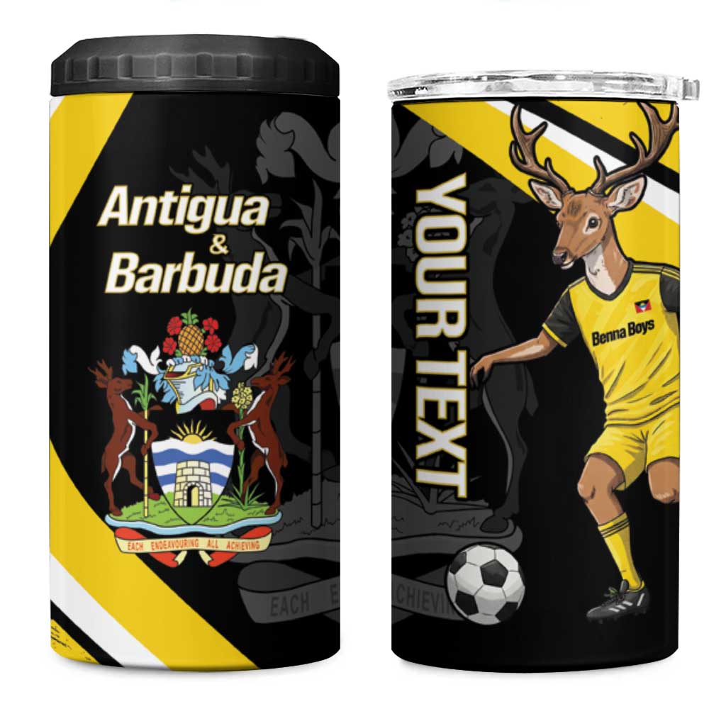 Custom Antigua and Barbuda Football 4 in 1 Can Cooler Tumbler Go Benna Boys Sporty Deer Mascot
