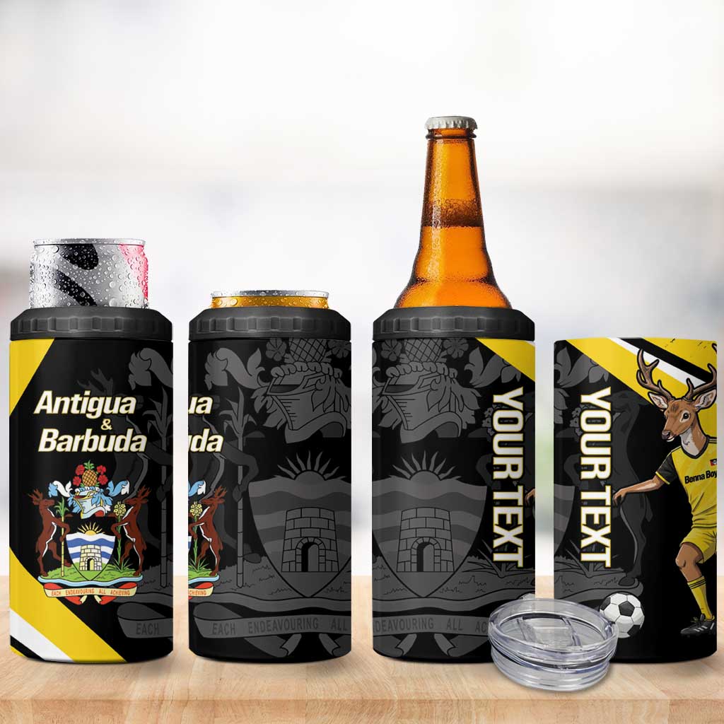 Custom Antigua and Barbuda Football 4 in 1 Can Cooler Tumbler Go Benna Boys Sporty Deer Mascot