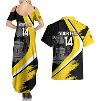 Custom Antigua and Barbuda Football Couples Matching Summer Maxi Dress and Hawaiian Shirt Go Benna Boys Sporty Deer Mascot